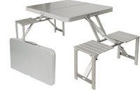 Комплект якісних туристичних меблів: Стіл складний алюмінієвий + лавочки на 4 особи Golden Catch