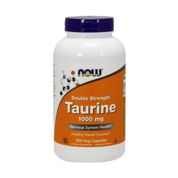 Таурин NOW Taurine 1000 mg Double Strength 250 veg caps