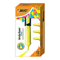 Набор текстовых маркеров 12 шт BIC Brite Liner Flat Highlighter Желтый (BLPF11-YEL) (B07M9CV262)
