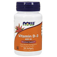 Вітамін D3 (холекальциферол) NOW Vitamin D-3 400 IU 180 softgels