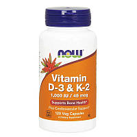 Витамин Д3 и К2 для костей и зубов NOW Vitamin D-3 & K-2 1000 IU/45 mcg 120 veg caps