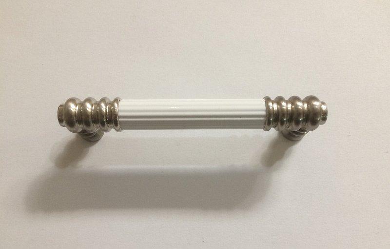 Ручка-скоба сучасна класика KB-890-096 Inox, нікель браш з білою вставкою, 96 мм