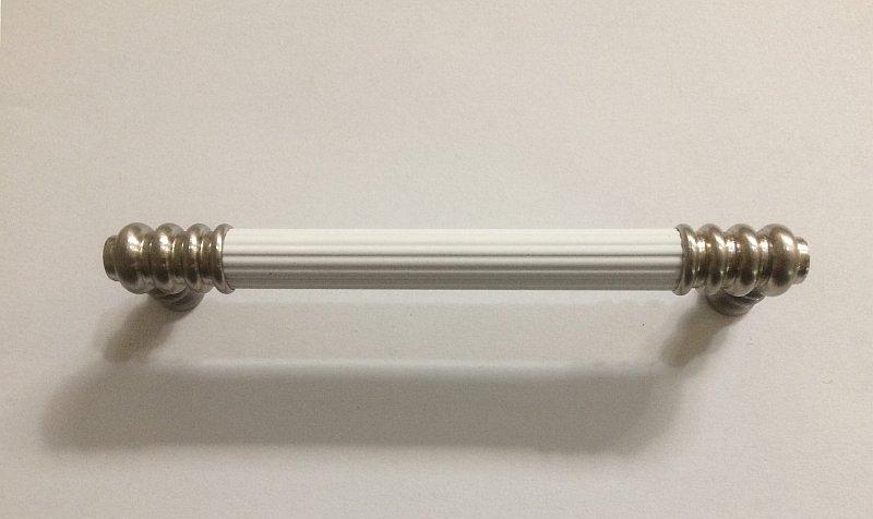 Ручка-скоба сучасна класика KB-890-128 Inox, нікель браш з білою вставкою, 128 мм