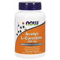 Ацетил Л-карнітин NOW Acetyl-L-Carnitine 500 mg 100 veg caps