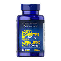 Ацетил l-карнітин Puritan's Pride Acetyl L-Carnitine HCL 400 mg with Alpha Lipoic Acid 200 mg 60 caps