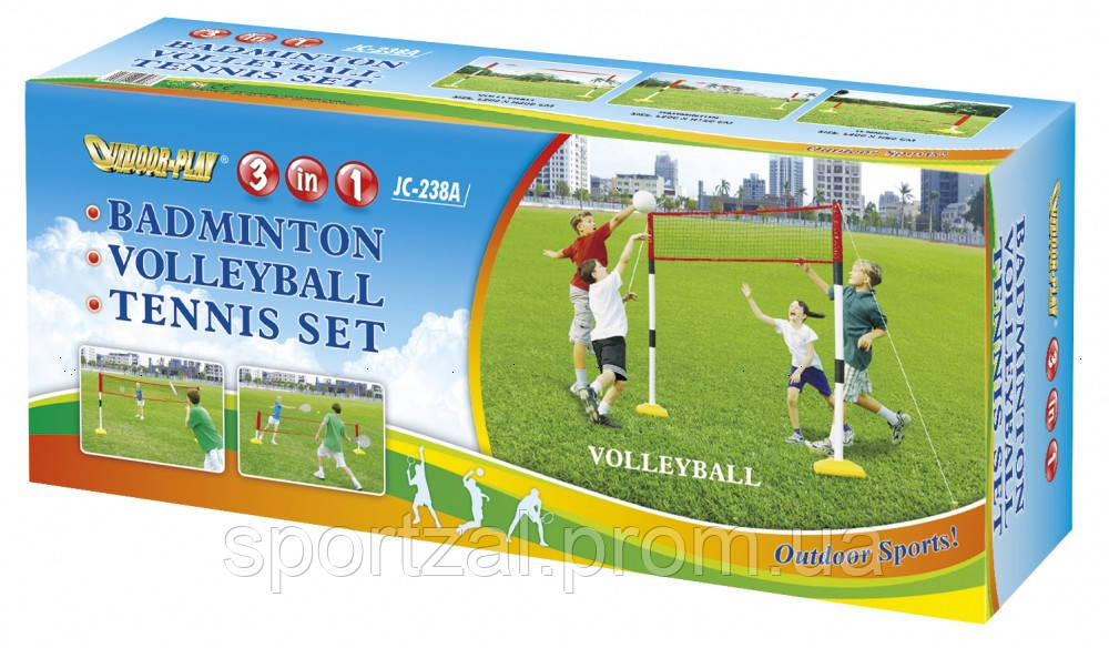 Бадмінтон, волейбол і теніс ігровий набір 3 в 1 Outdoor-Play JC-238A