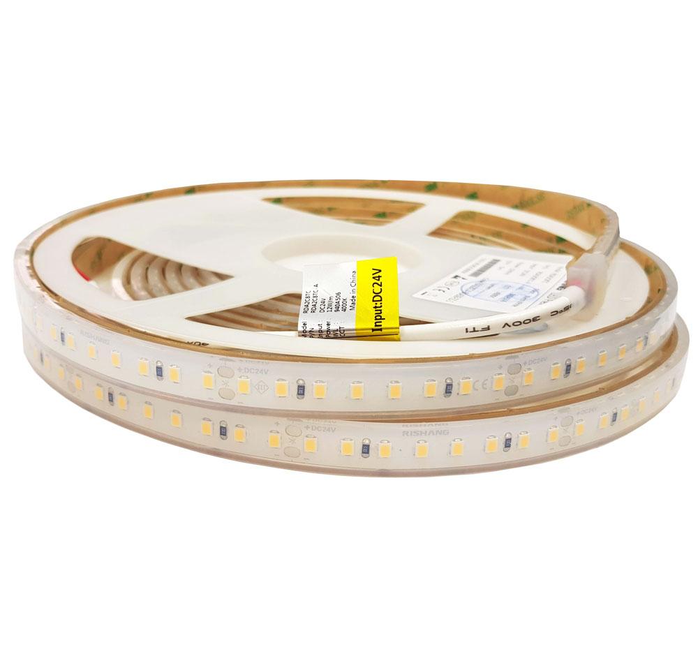 Світлодіодна стрічка 24 вольта 12Вт 2835-128-IP67-NW-12-24 RD32C8TC-A CRI90 3500K RISHANG 14484о