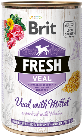 100161/3916 Brit Fresh Veal with Millet з телятиною і пшоном, 400 г