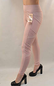 Лосіни жіночі з сітчастою вставкою і кишенями з боків Легінси жіночі - дайвінг S - XL Рожевий, M\L