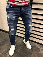 Мужские стильные джинсы / тёмно - синие 3