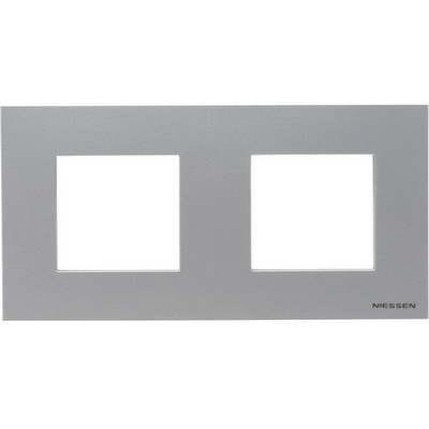 Рамка 2 постова N2272 PL алюміній Zenit ABB NIESSEN, фото 1