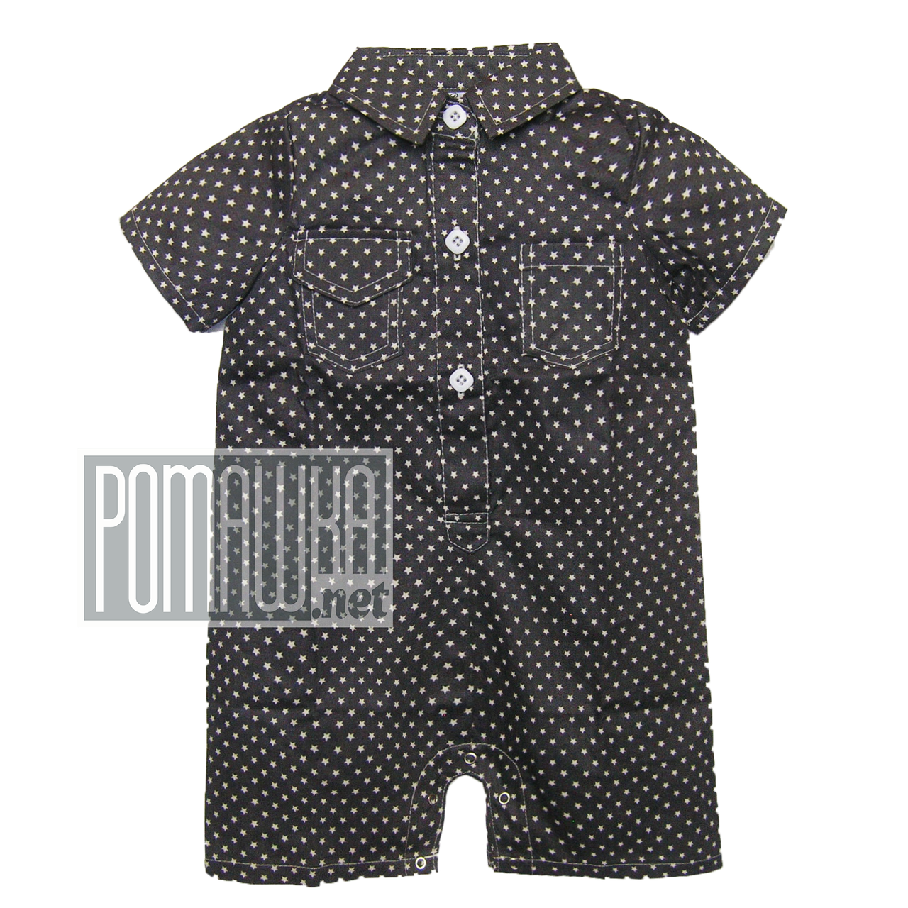 Дитячий ромпер 74 5-7 міс літній пісочник поло на хлопчика новонароджених малюків з САТИН 4725 Сірий, фото 1