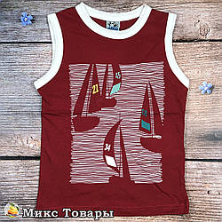 Майка бордового кольору з вітрильником для хлопчика Зріст: 92,104,116,128 см (8578-4)