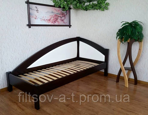 Ліжко односпальне кутове з м'яким наголов'ям із масиву дерева "Райдуга Преміум" від виробника, фото 2
