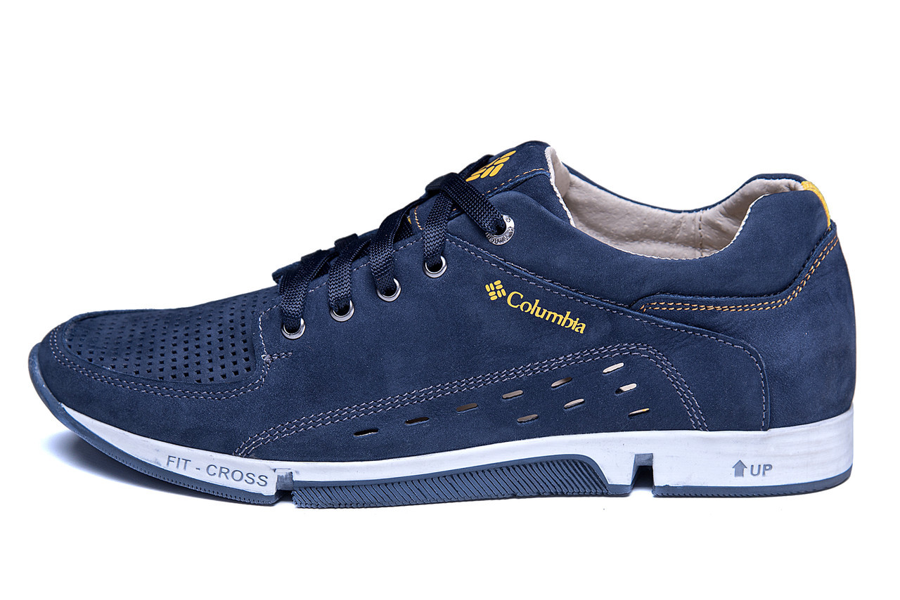 Чоловічі шкіряні літні кросівки, перфорація Blue