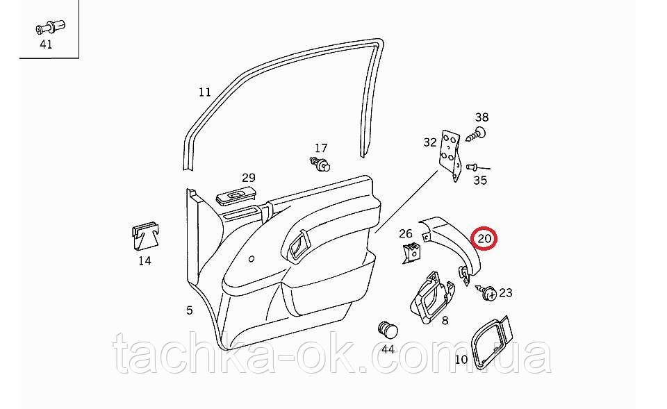 MERCEDES Ручка дверей (передньої/всередині) (R) MB Vito (W638) 96-03 (сіра)