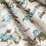 Скатертина овальна бавовна тефлон водовідштовхувальне гідрофобне просочення принт блакитні квіти, фото 3