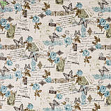 Скатертина овальна бавовна тефлон водовідштовхувальне гідрофобне просочення принт блакитні квіти, фото 2