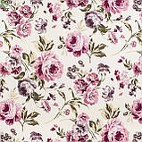 Скатертина овальна бавовна тефлон водовідштовхувальна гідрофобна просочення принт фіолетові квіти, фото 2