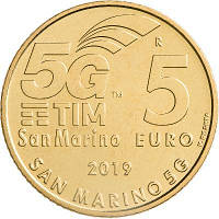 Сан Марино 5 євро 2019 р. Технологія мобільного зв'язку 5G