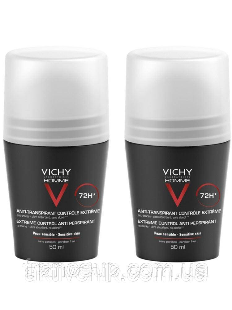 Набір Чоловічий дезодорант Vichy Homme 72HR Anti-Perspirant Deodorant Extreme Control 2 x 50ml, фото 1