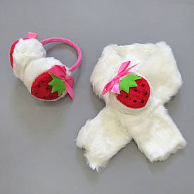 Набір "Полуничка" для дівчинки: навушники і шарф, від 3-х років