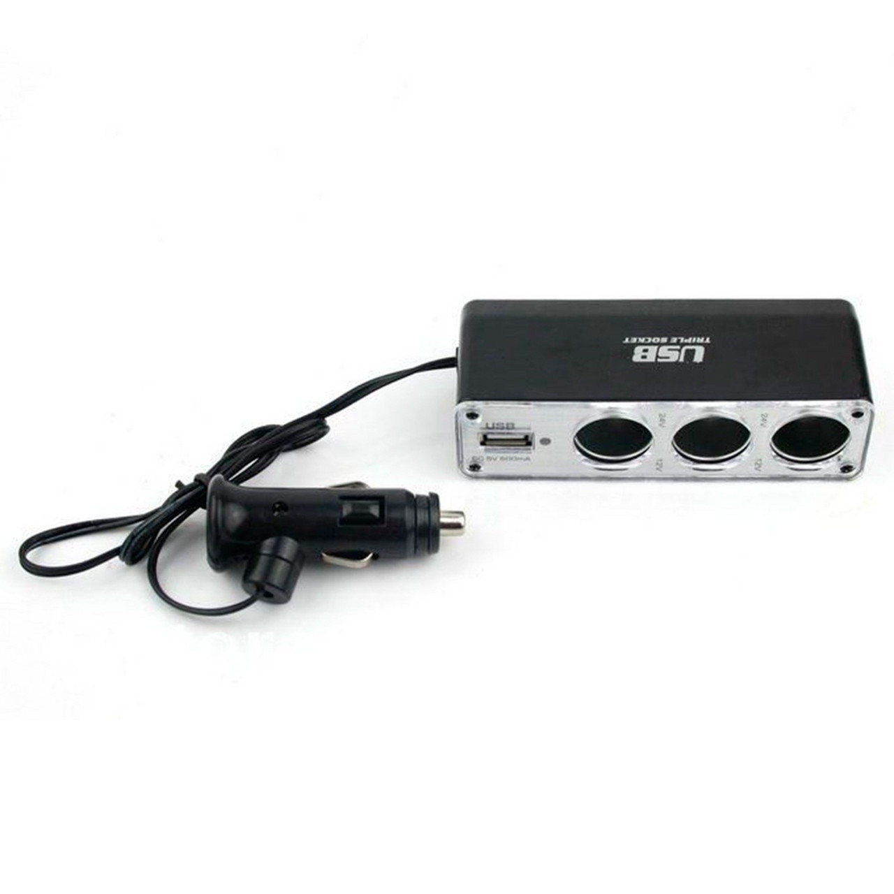 Розгалужувач трійник в прикурювач RIAS WF-0120 USB (2_000669)