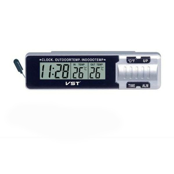 Автомобільні годинник з термометром VST 7065 Silver (2_000677)