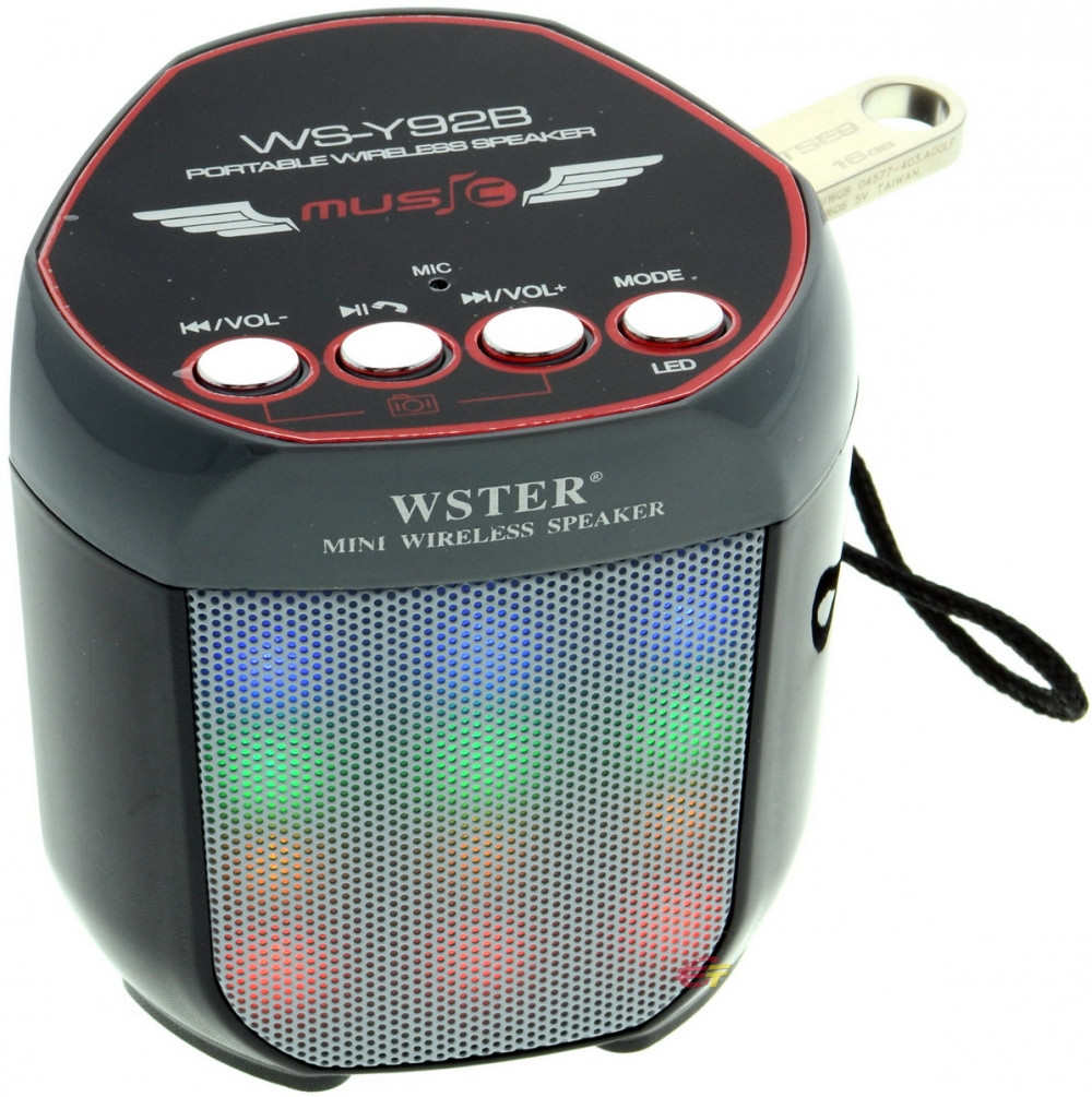 Портативна Bluetooth колонка Wester WS-Y92B з підсвічуванням Black (2_006055)