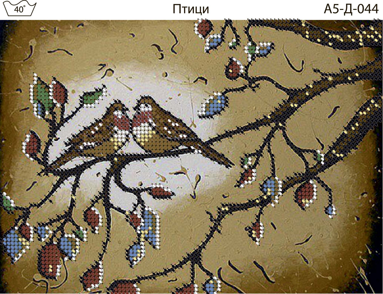 Схема для вишивання бісером на габардині Птахи  А5-Д-044