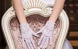 Весільні рукавички з пальцями (П-п-6)