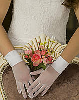 Весільні рукавички з пальцями (П-п-11)