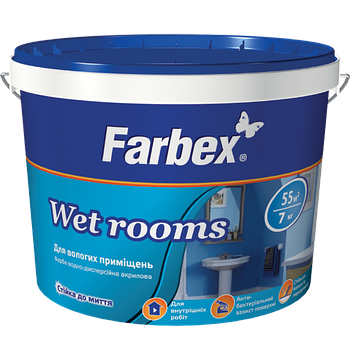 Фарба Farbex для вологих приміщень "Wet Rooms", 1.4 кг (біла)