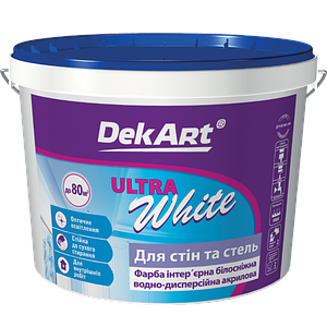 Ultra White для стін і стель білосніжна матова акрилова ТМ "DekART", 1,2 кг