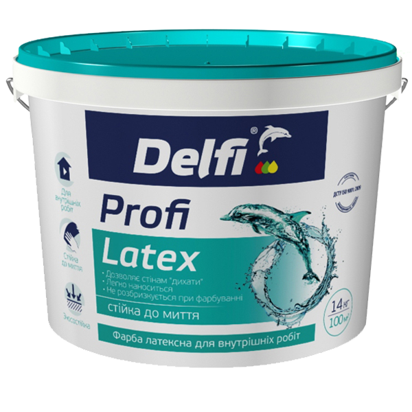 Фарба латексна акрилова для внутрішніх робіт Profi Latex (Профі Латекс) TM "Delfi" 4,2 кг