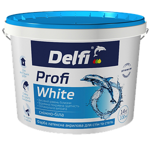 Фарба латексна акрилова для стін і стель Profi White (TM "Delfi") 1,4 кг