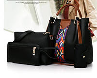 Модний набір жіночих сумок 4 в 1 з металевими ручками та барвистим поясом