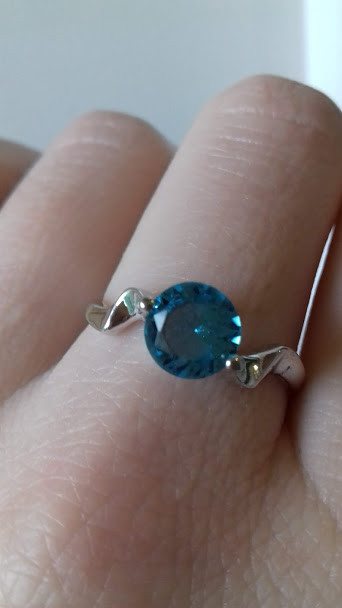 Серебряное кольцо с голубым камнем Аманда - фото 1 - id-p965995466