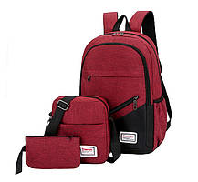 Стильний шкільний тканинний набір 3в1 рюкзак поштарка пенал, фото 5