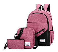Стильний шкільний тканинний набір 3в1 рюкзак поштарка пенал, фото 2