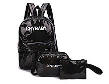 Модний голографічний набір 3 в 1 рюкзак сумка клатч Cry Baby, фото 5