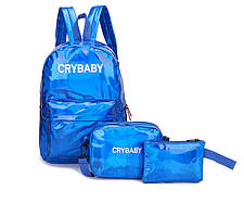 Модний голографічний набір 3 в 1 рюкзак сумка клатч Cry Baby, фото 3