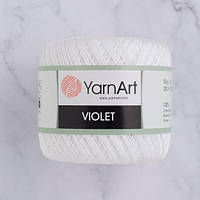 Пряжа YarnArt Violet 1000 білосніжна (ЯрнАрт Віолет) 100% мерсеризована бавовна