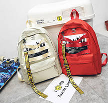 Шкільний тканинний рюкзак із принтом і стрічками, фото 4