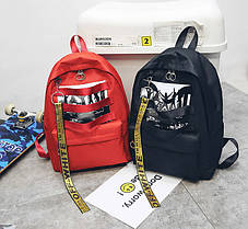 Шкільний тканинний рюкзак із принтом і стрічками, фото 3