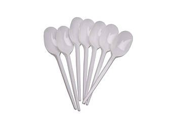 Ложка СТОЛОВА пластикова одноразова білого кольору 100 шт для холодних і гарячих страв / одноразовий посуд