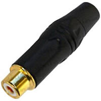Гніздо RCA чорний метал. корпус, gold, чорне