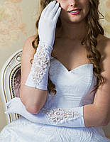 Весільні рукавички з пальцями (П-п-15)