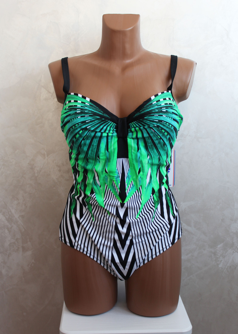 Злитий купальник 46-54р. №1912 Зелений