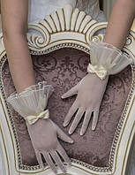 Весільні рукавички з пальцями гуртом (П-п-18)